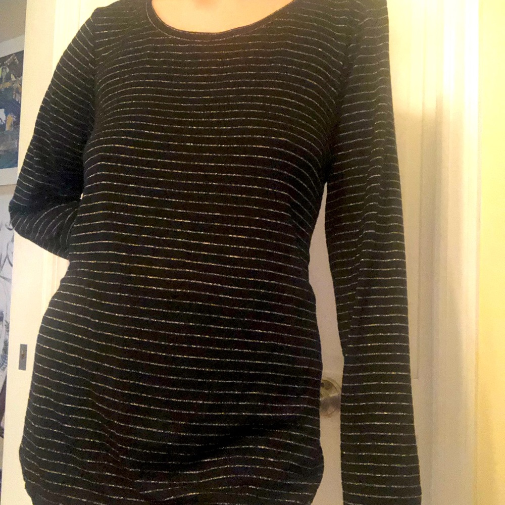 LC Lauren Conrad Long Sleeved Gold and Black Glittered Shirt